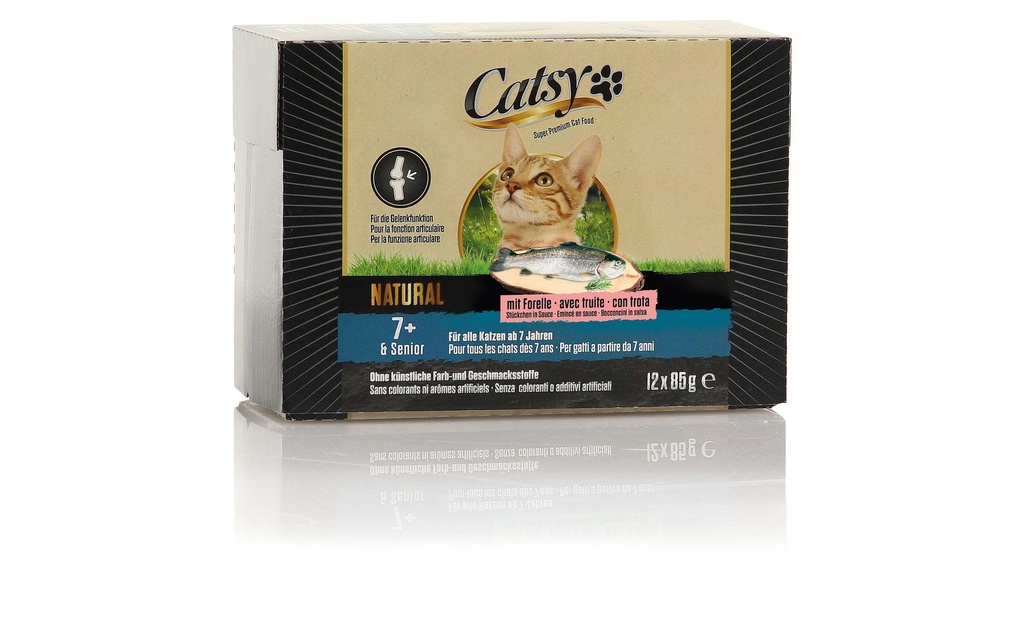 Catsy Alimentation humide 7+ Cat Pouch with Trout, 12 x 85 g