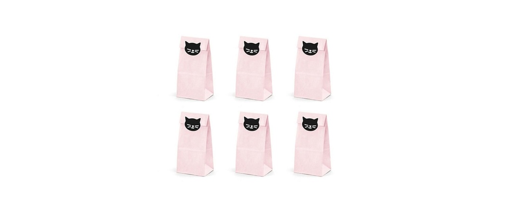 Partydeco Sachet cadeau Cat 6 Pièce/s, Rose