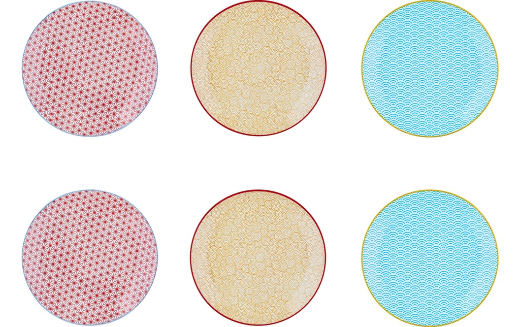 Björn Assiettes pour le petit-déjeuner et à dessert Pattern Multicolore, Ø21 cm
