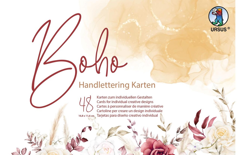 URSUS Cartes à peindre Papier Boho Handlettering 48 cartes