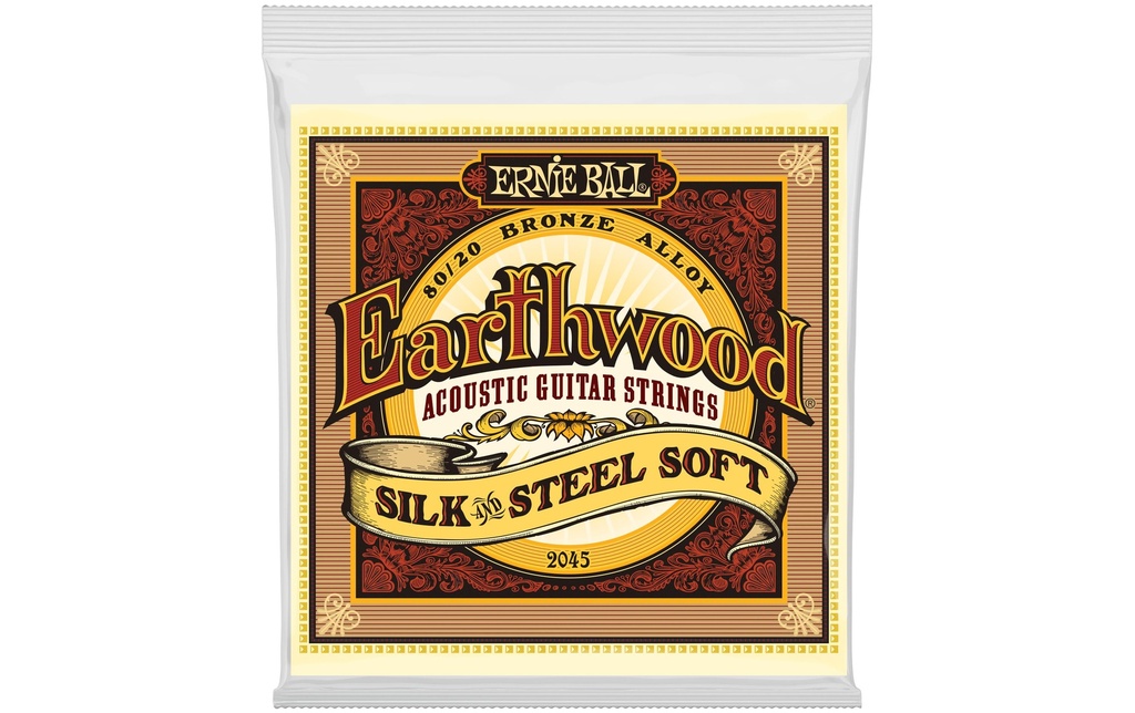 Ernie Ball Cordes de guitare 2045 Earthwood Bronze – Silk & Steel Soft
