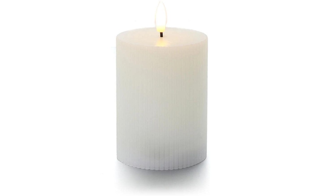 balthasar Bougie cylindrique LED Rainures blanc