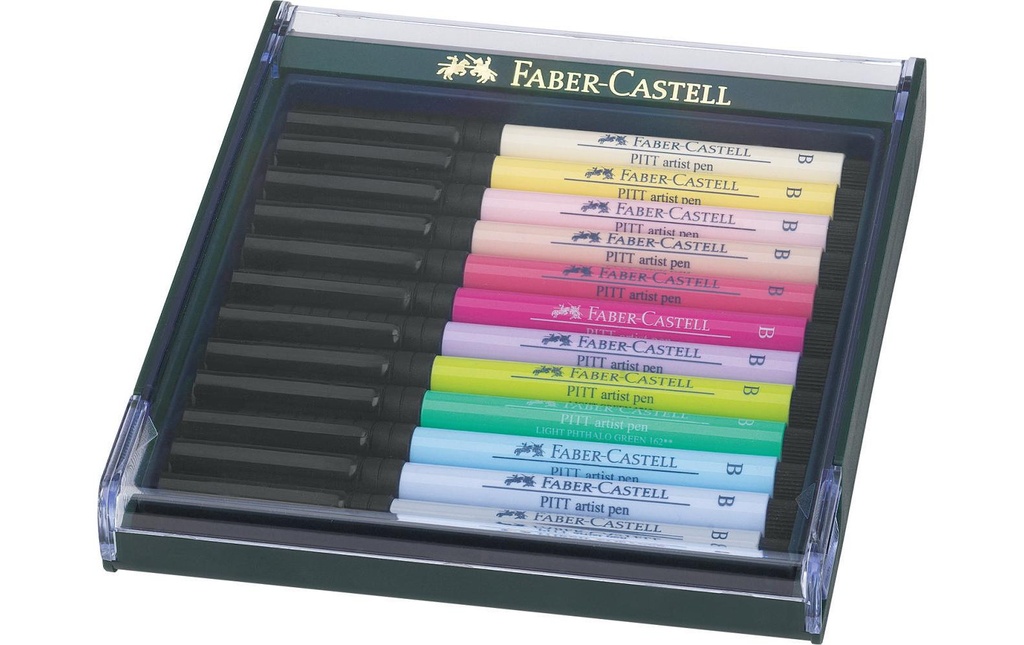 Faber-Castell Crayon à encre de Chine Pitt Artist Pen Étui de 12 pastels