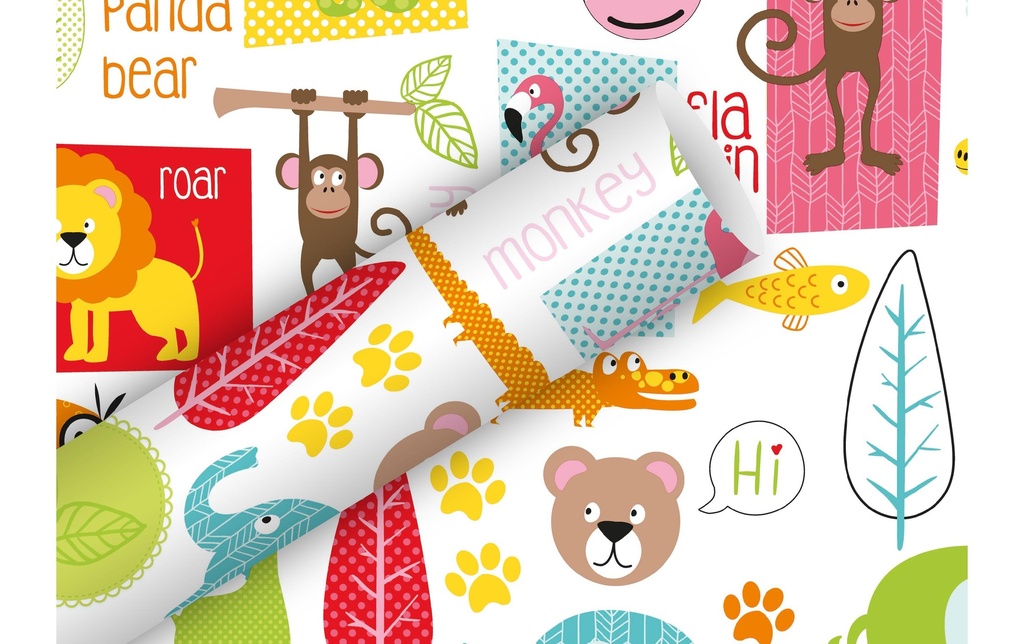 Braun + Company Papier cadeau Little Zoo 2 m x 70 cm