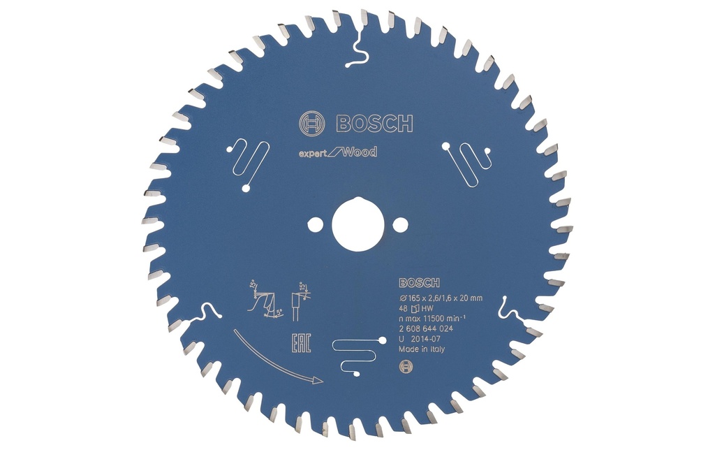 Bosch Professional Lame de scie circulaire Expert for Wood, 165 x 20 x 2.6 mm, Z 48