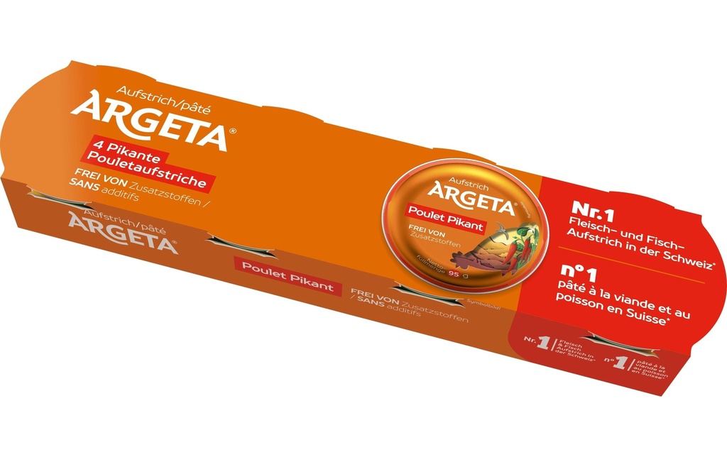 Argeta Pâte à tartiner au poulet piquante 4 x 95 g