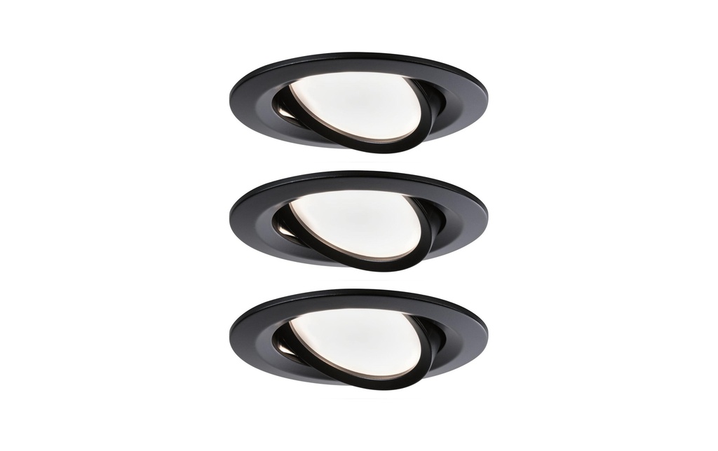 Paulmann Spot encastré Nova Coin 3-Stepdim Set, 3 x 6 W, 2700 K, noir