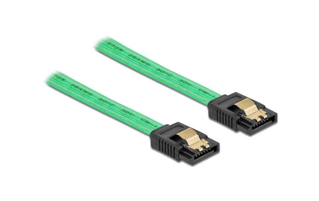Delock Câble SATA UV Effet lumineux vert 70 cm