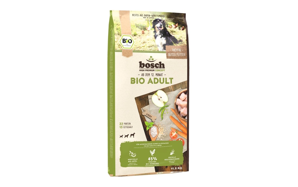Bosch Tiernahrung Alimentation sèche Bio Adulte poulet & pomme, 11.5 kg