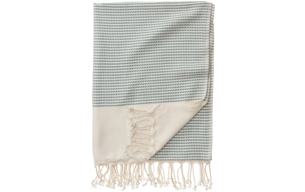 Urbanara Serviette de plage Bolu 95 x 180 cm, gris-vert / blanc naturel