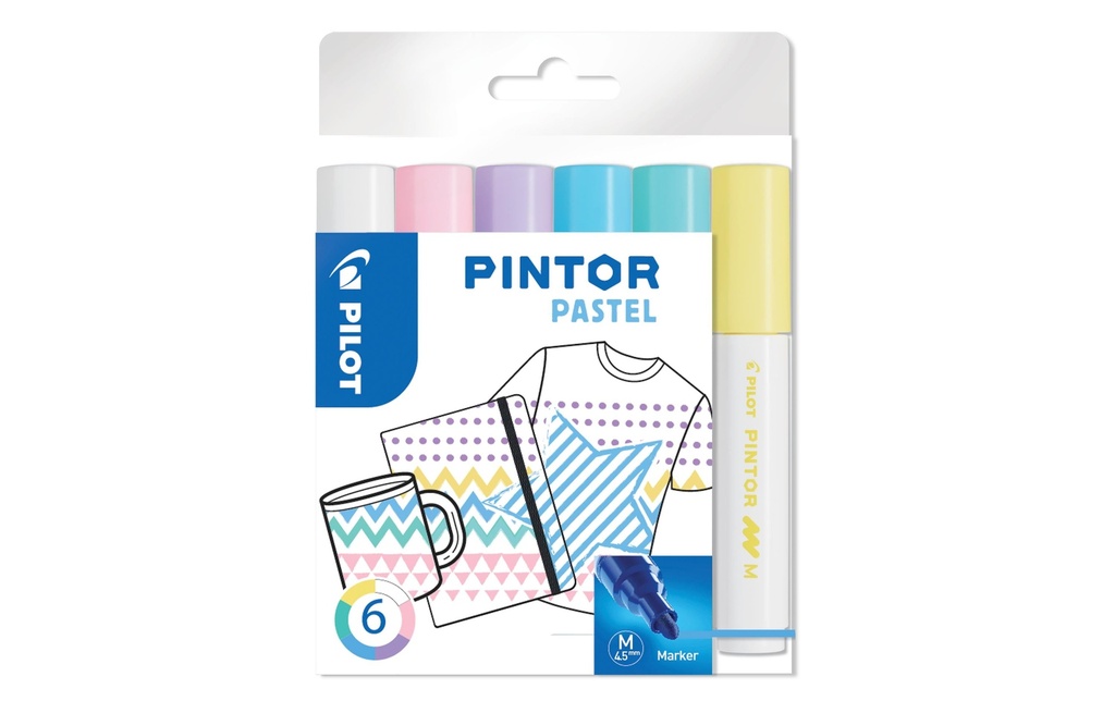 PILOT Marqueur Pintor M Pastell (6 pces)