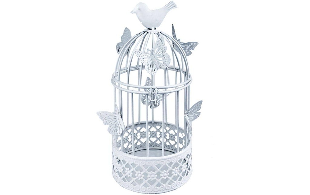 Dameco Gabbia per uccelli avec des papillons 22 cm, blanc