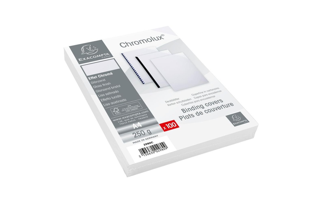 EXACOMPTA Couverture Chromolux blanc (100 pces)
