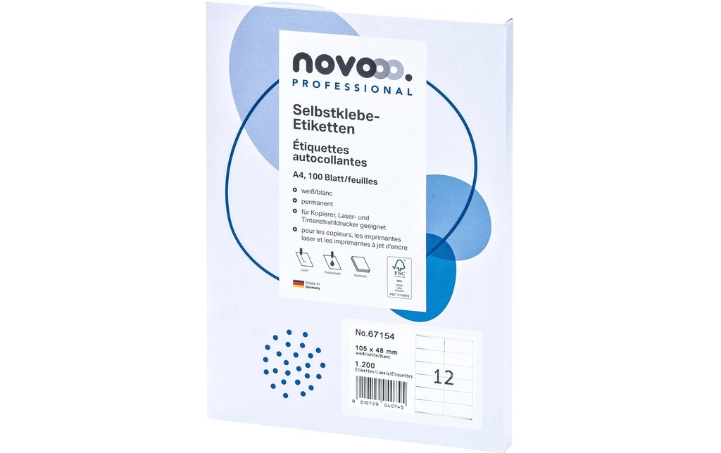 novooo. Étiquettes 105 x 48 mm, 100 feuilles