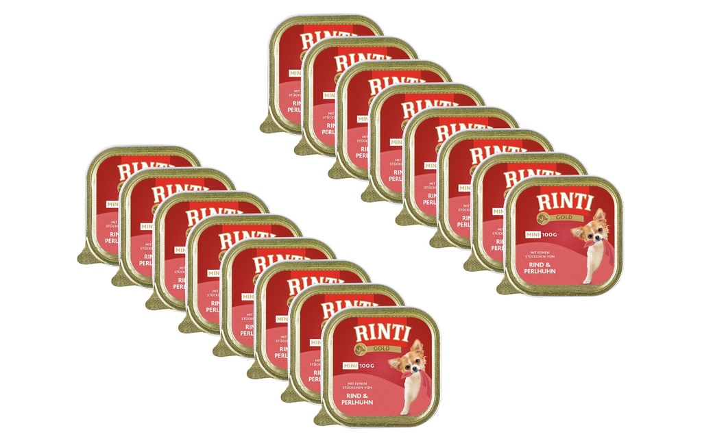 Rinti Alimentation humide Gold Mini Bœuf & Pintade, 16 x 100 g