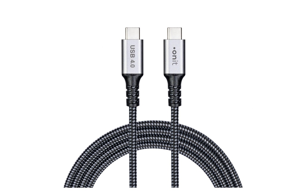 onit Câble USB4 Pro 60 W, USB-C - USB-C, 5 m, Noir/Gris