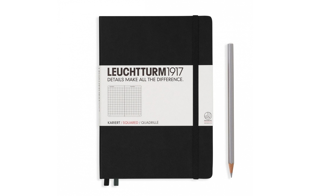 Leuchtturm Carnet de notes Moyen A5, À carreaux, Noir