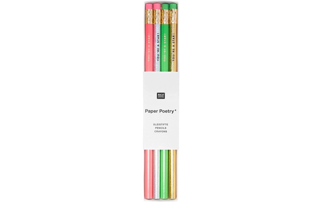 Rico Design Crayon Shroom Néon, 4 pièces, HB