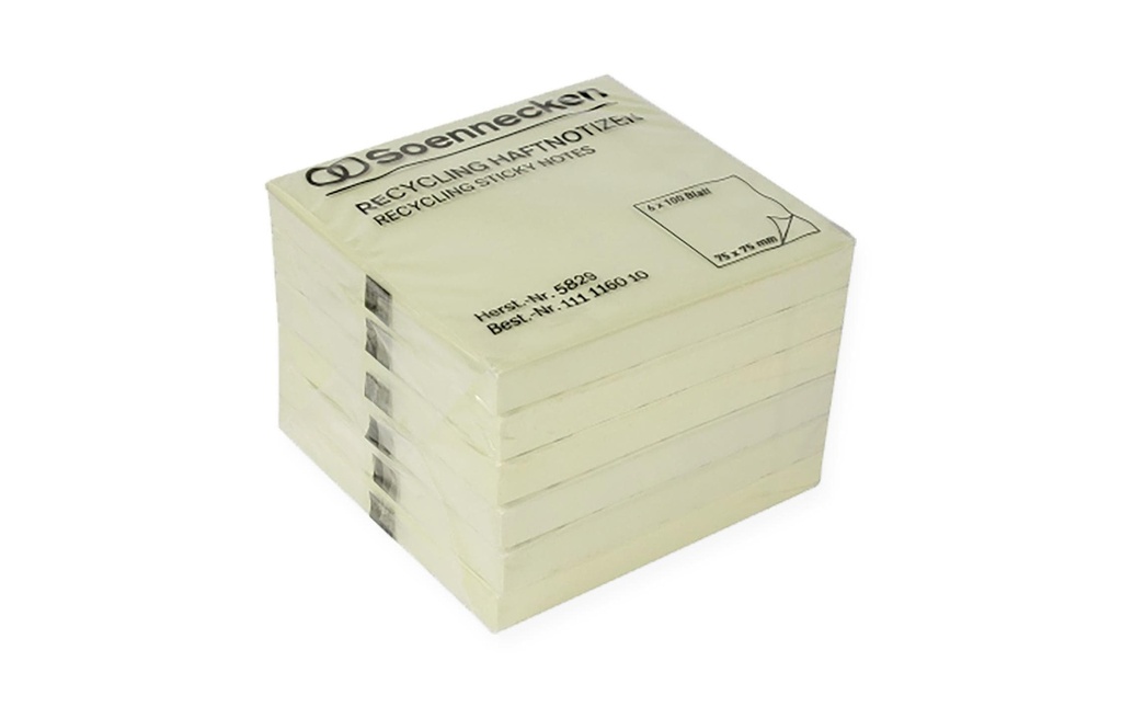 Soennecken Fiche de bloc-notes oeco Recycling, 7.5 x 7.5 cm, 6 pièces, jaune