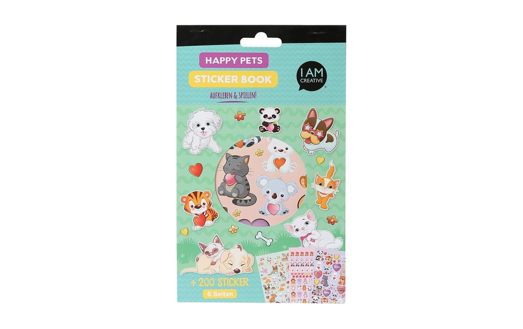 I AM CREATIVE Album d’autocollants Pets 6 pages