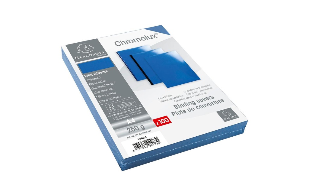EXACOMPTA Couverture Chromolux bleu (100 pces)