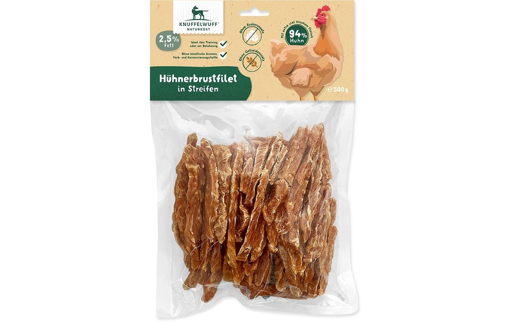 Knuffelwuff Collation Lamelles de poitrine de poulet 500 g