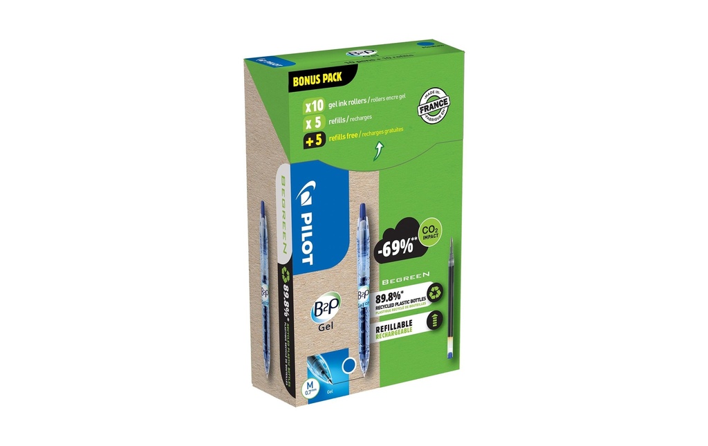 PILOT Gelroller B2P 0.7 +Refill bleu (20 pces)