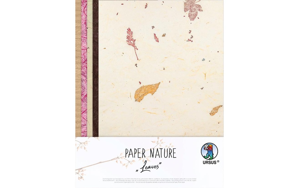 URSUS Papier de bricolage Nature Leaves 23 x 33 cm, 35 g/m²,  1 Pièce/s, Multicolore