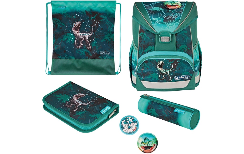Herlitz Cartable UltraLight Plus Green Rex Set de 4 pièces