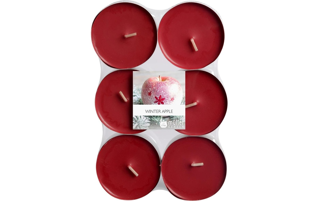 müller Kerzen Bougie parfumée Maxi Winter Apple, Rouge, 6 pièces