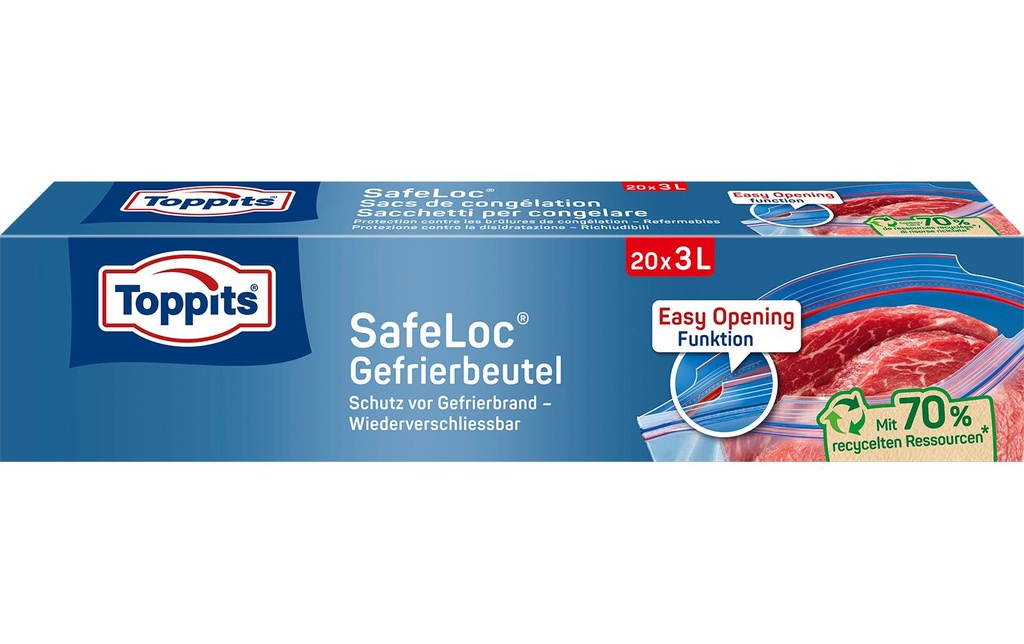 Toppits Sacs de congélation Serrure double SafeLoc 20 pièces