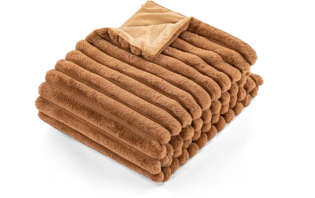 Tiseco Couverture Rabbit Stripe 130 x 170 cm, Camel