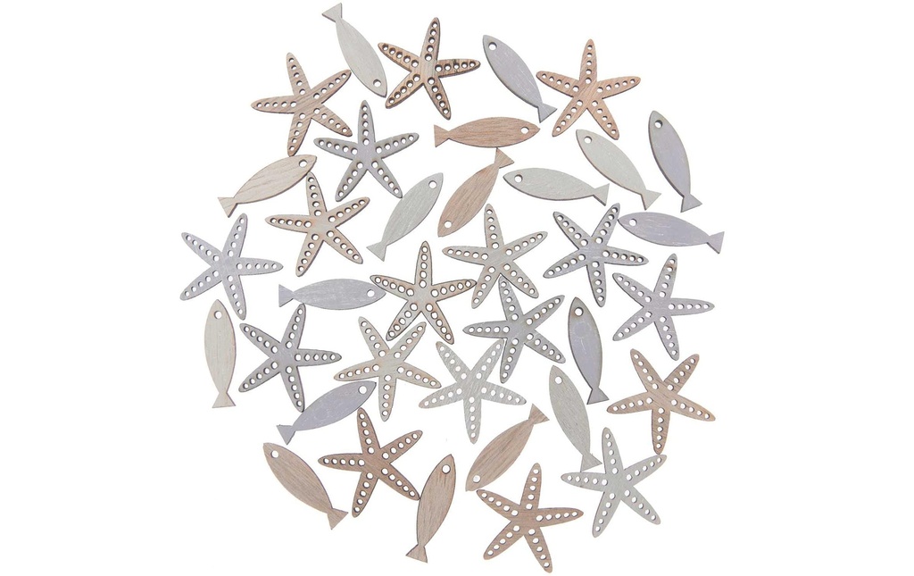 Rico Design Décoration à éparpiller Poisson et étoile de mer nature 36 pièces