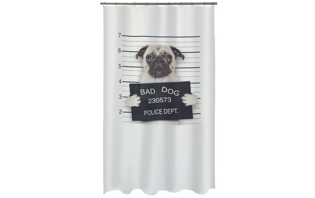 spirella Rideau de douche Bad Dog 180 x 200 cm Gris ; Blanc