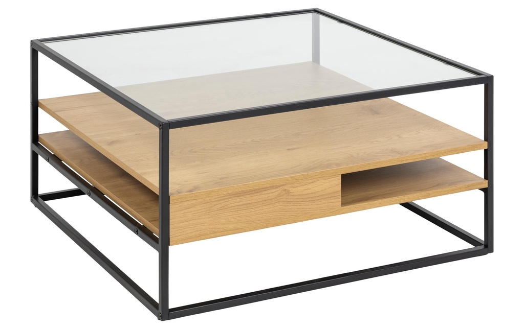 AC Design Table basse Randolf 80 cm x 40 cm, Noir/Nature