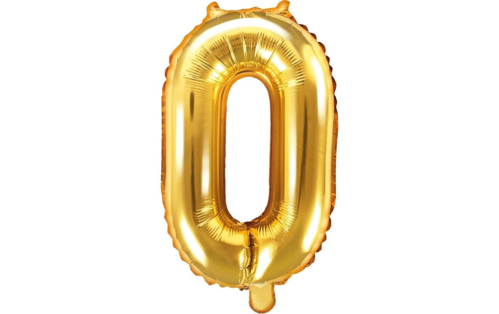 Partydeco Ballon en aluminium Nombre 0 petit 35 cm, doré, 1 pièce