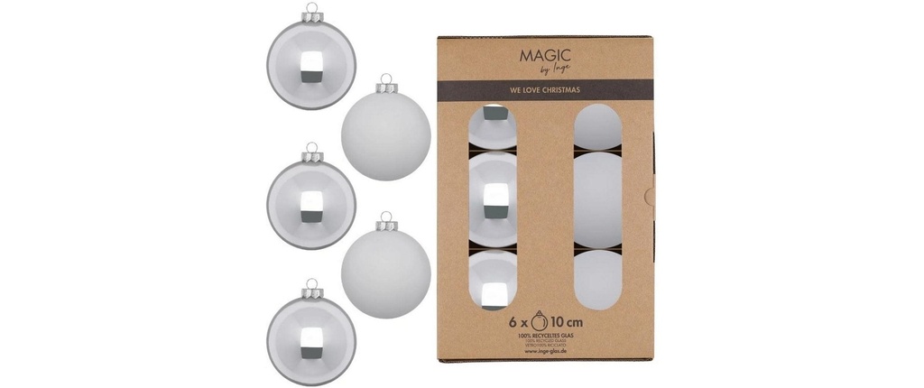 INGES CHRISTMAS DECOR Boule de Noël Snowy Clouds 6 pièces, Blanc