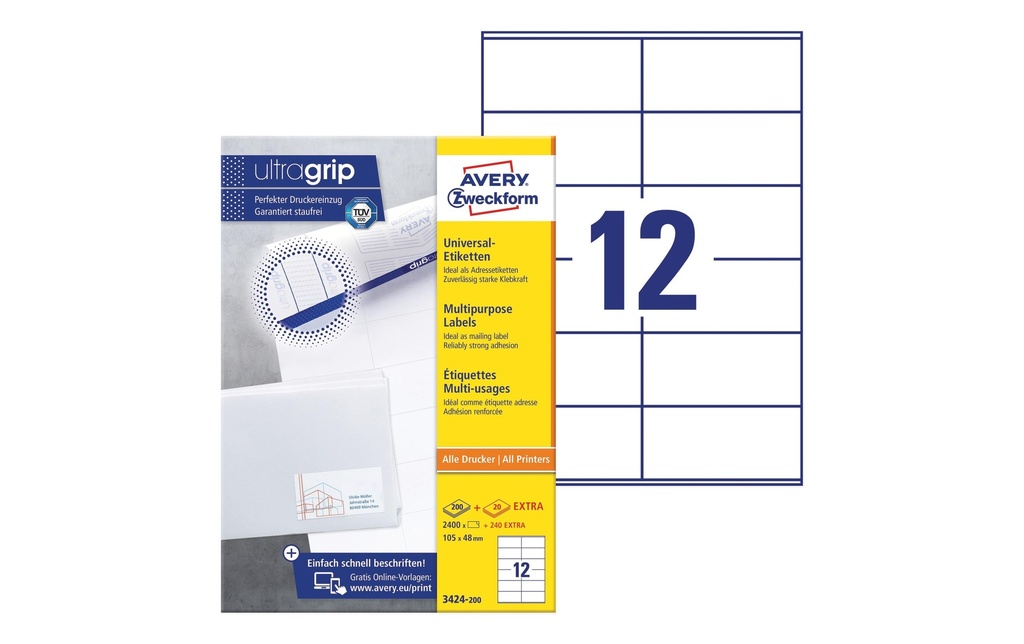 Avery Zweckform Étiquettes universelles 3424 105 x 48 mm, 220 feuille