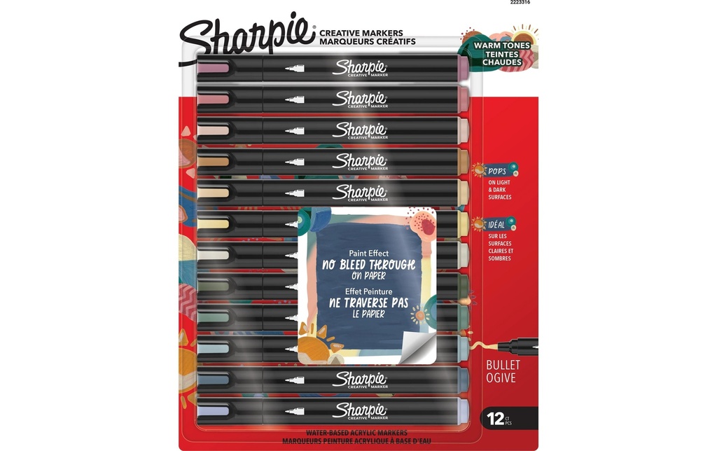 Sharpie Crayon feutre Acryl Warm Tones Lot de 12