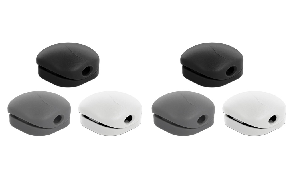 Delock Clip pour câble 5 mm, 3x2 pièces, blanc, gris, noir