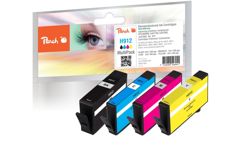 Peach Encre HP No. 912 Multi-Pack noir/Cyan/Magenta/Yellow