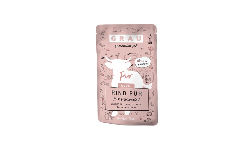 Grau Alimentation humide Bœuf pur 125 g
