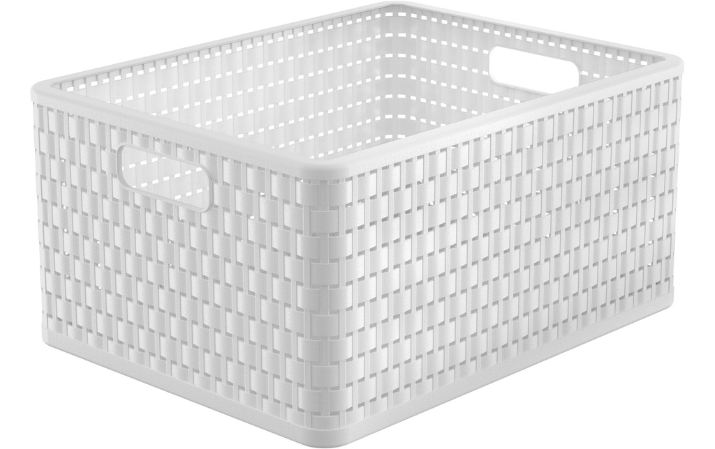 Rotho Panier de rangement Country 43 x 33 x 21,5 cm, Blanc