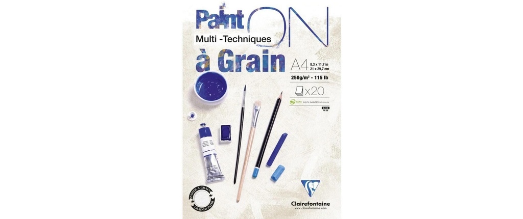 Clairefontaine Carnet de dessin Paint On granulé 20 feuilles, A4, 250 g/m², blanc