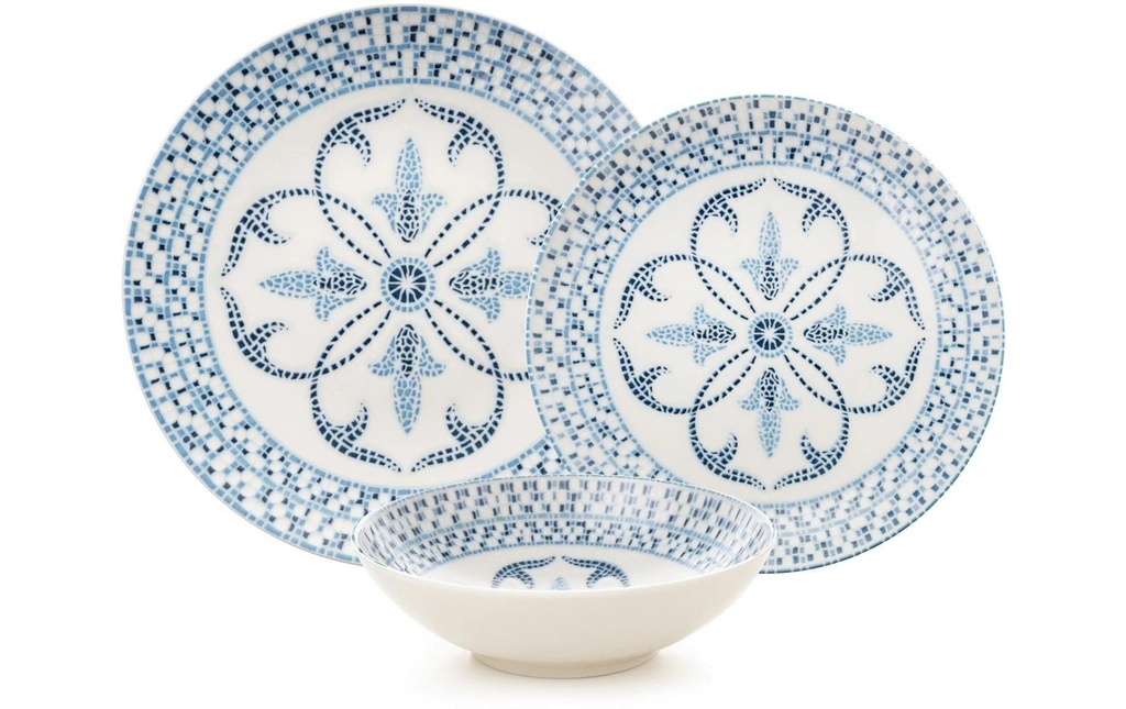 Hermia Set de vaisselle Bleu/Blanc
