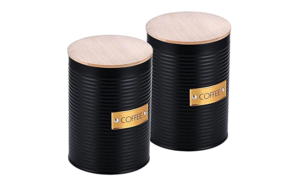 relaxdays Boîte à provisions Lot de 2, 1.4 l, noir/marron