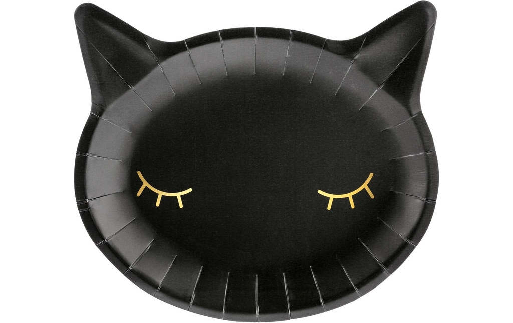 Partydeco Assiettes jetables Cat 22 x 20 cm, 6 Pièce/s, Noir