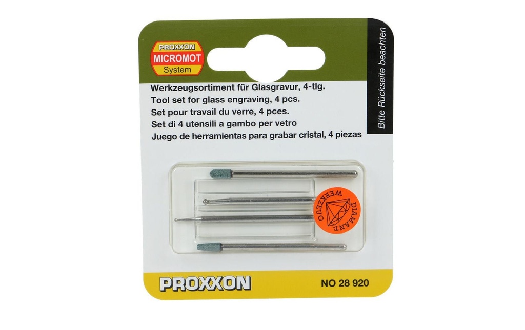 Proxxon Jeux d’accessoires Kit d'usinage du verre 4 pièces