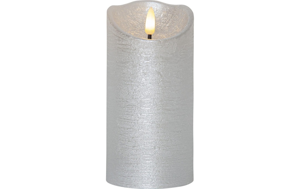 Star Trading Bougie LED Flamme Rustic, Ø 7.5 x 15 cm, Argent