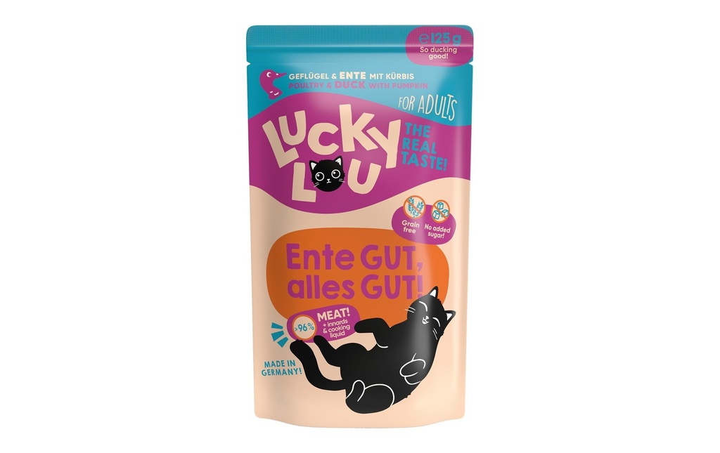 Lucky Lou Alimentation humide Lifestage Adult volaille & canard, 125 g